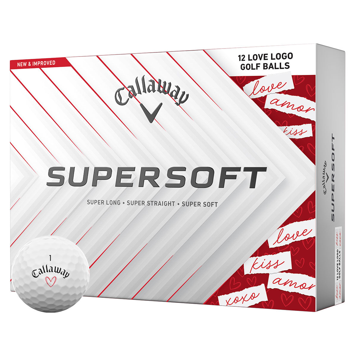 Callaway Golf Supersoft Limited-Edition 12 Golf Ball Pack, Mens, White/valentine | American Golf