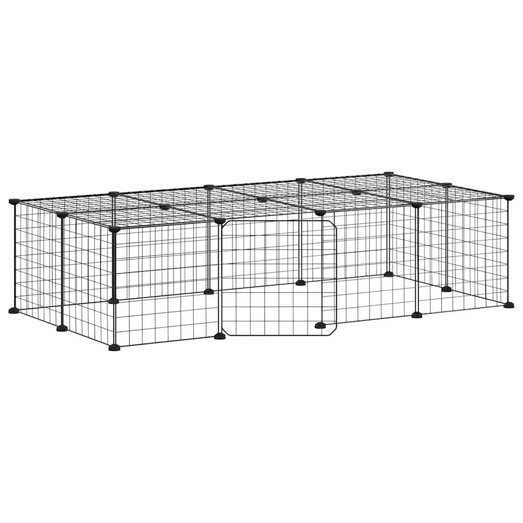 VidaXL 20-Panel Pet Cage with Door Black 35x35 cm Steel