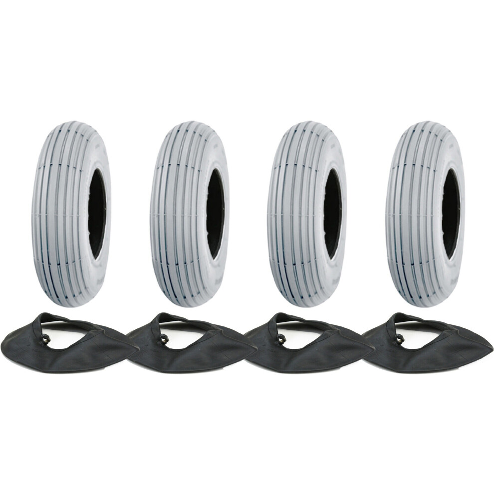 Journey 200X50 Mobility Scooter Tyre & Tube Grey P191 Tire Non Marking Pumped (Set Of 4)