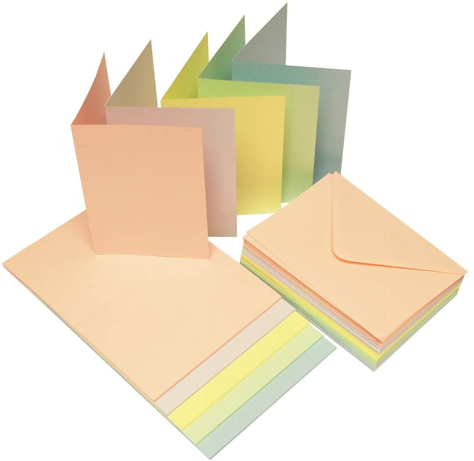 Craft UK 50 X A6 Pastel Cards and Envelopes