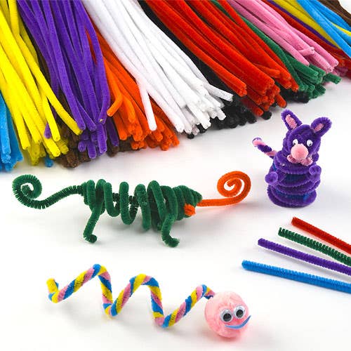 Baker Ross Value Pack Pipe Cleaners - 120 Chenille Stems. Fuzzy Sticks For Crafts. Size 30cm x 6mm.