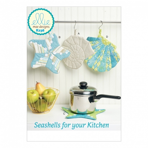 Kwik Sew Seashell Themed Potholders with Hanging Loop Sewing Patterns K0236 - One Size
