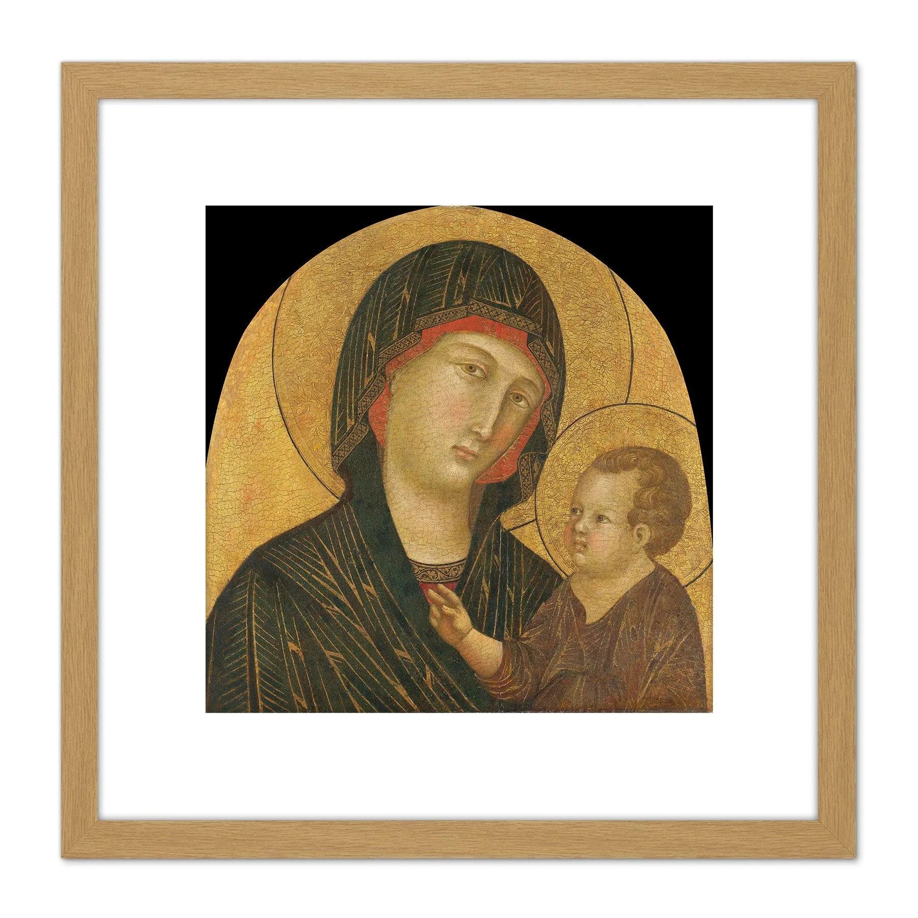 Artery8 Van Badia A Isola Virgin Child 8X8 Inch Square Wooden Framed Wall Art Print Picture with Mount