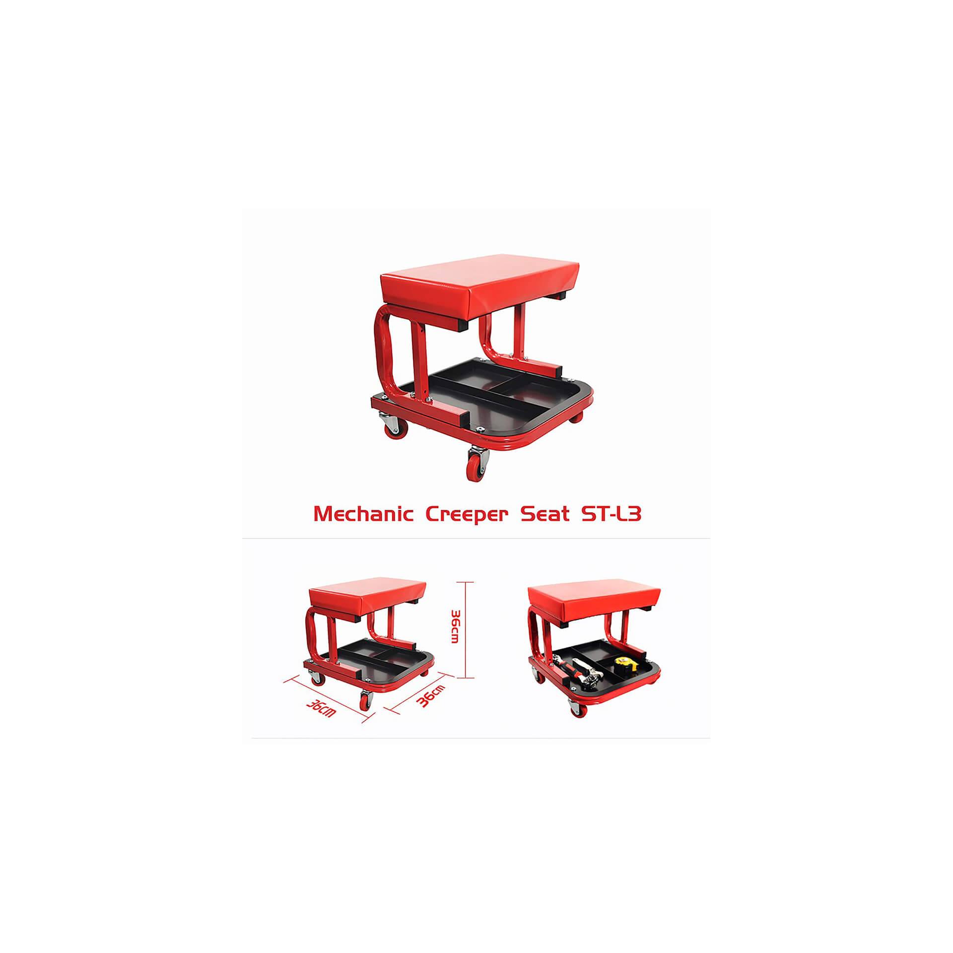 motoprofessional Workshop sliding seat, red, red