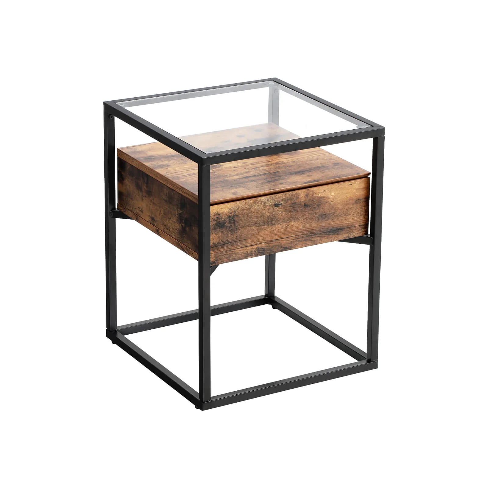 SONGMICS Tempered Glass End Table