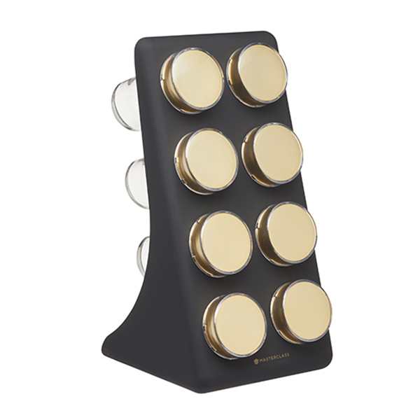 Masterclass 8 Jar Spice Rack Black & Brass