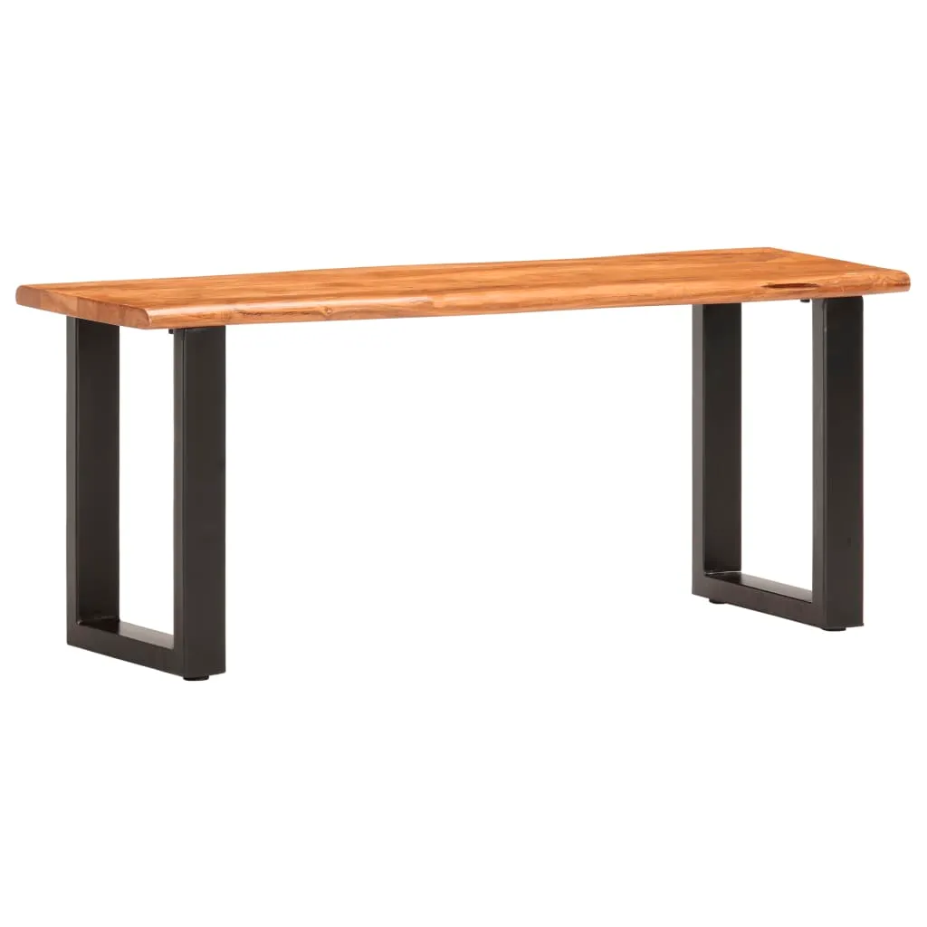 VidaXL Live Edge Bench 110 cm Solid Acacia Wood and Steel