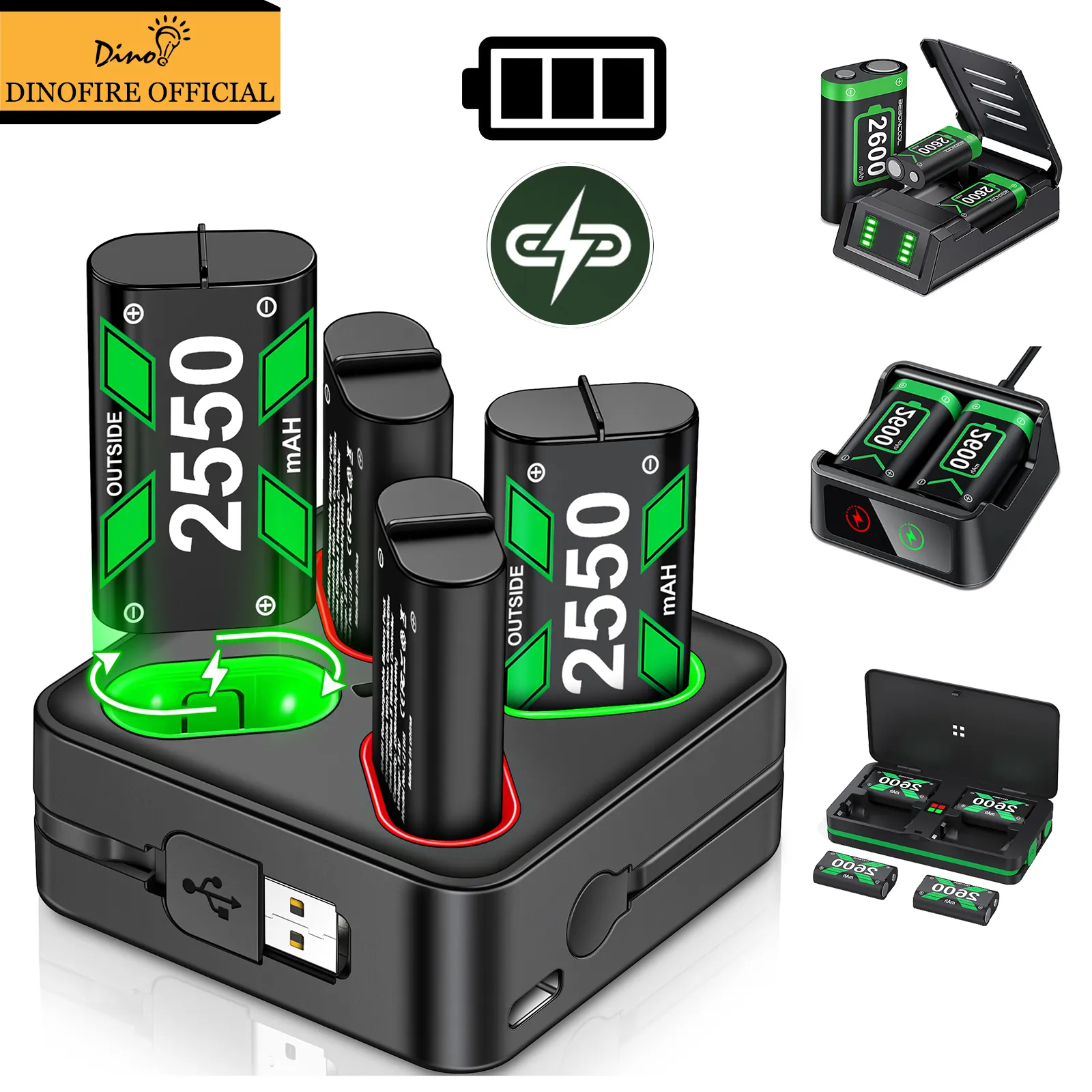 DinoFire Charging Station For Xbox Series X/xbox Series S 4 Batteries Pack For Xbox One X/xbox One S/xbox One