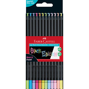 Faber Castell Faber-Castell Sustainable Black Edition Neon and Pastel Colouring Pencils (Pack of 12)