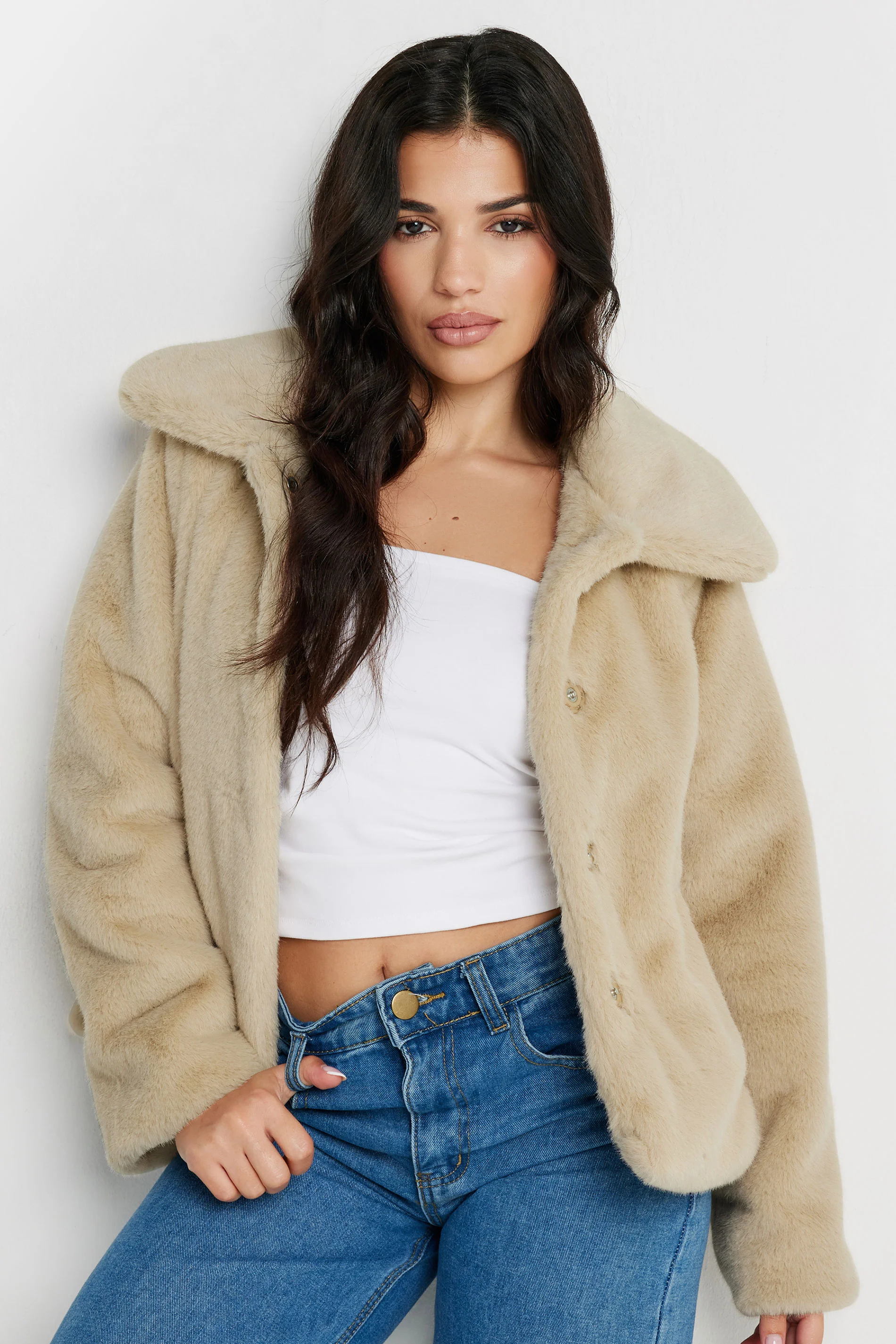 PixieGirl Cream Faux Fur Coat 16 | Petite Women's Petite Coats