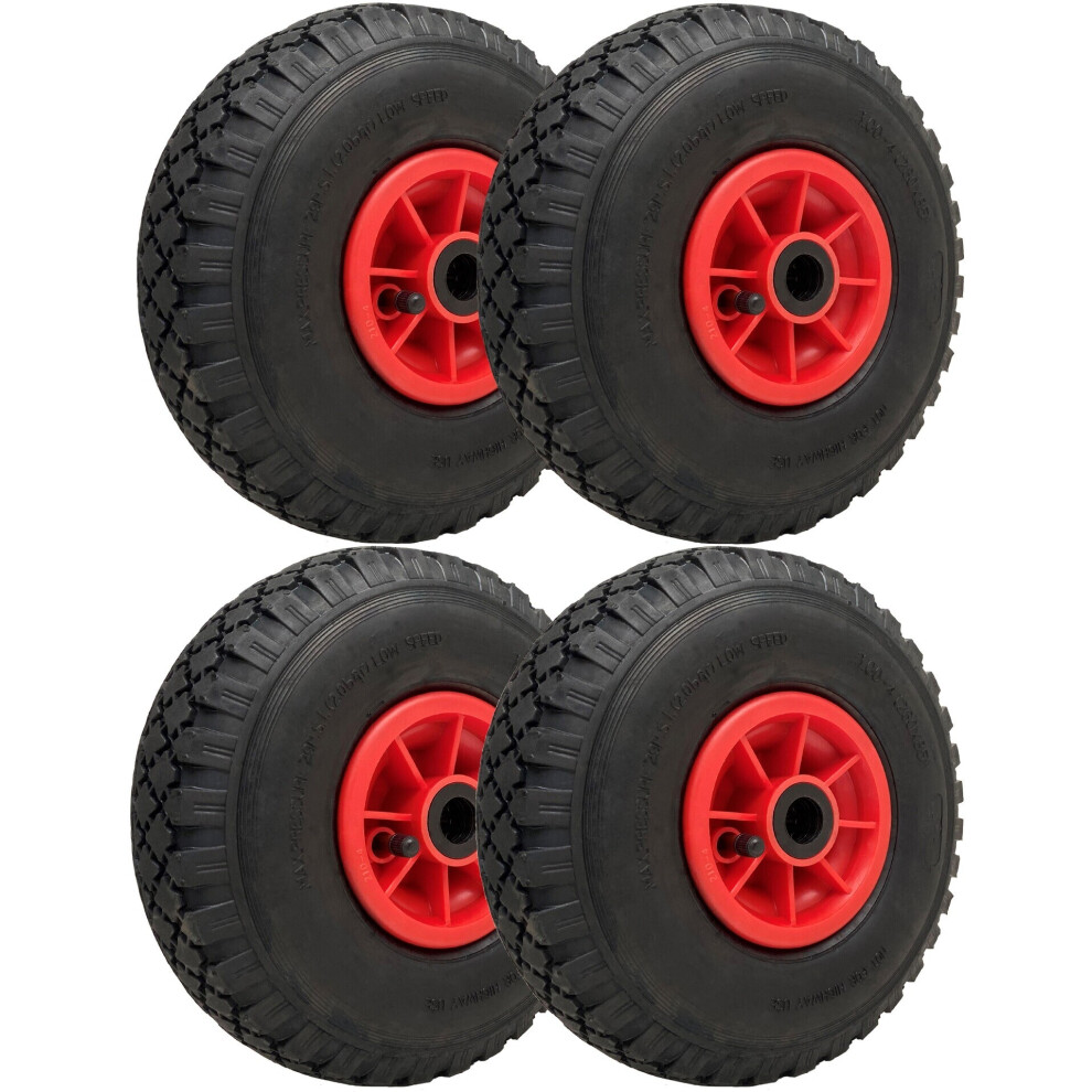 Parnells 300X4 Pneumatic Wheels 260X85mm Plastic Rim 20mm Roller Bearing 150Kg (Set Of 4)