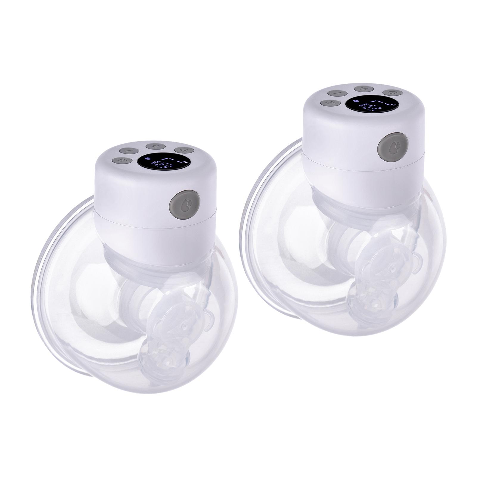 TOMTOP JMS 2-Pack Wearable Electric Breast Pump Silent Invisible Hands Free Breast Pump 2 Modes 9 Levels 2-Pack white