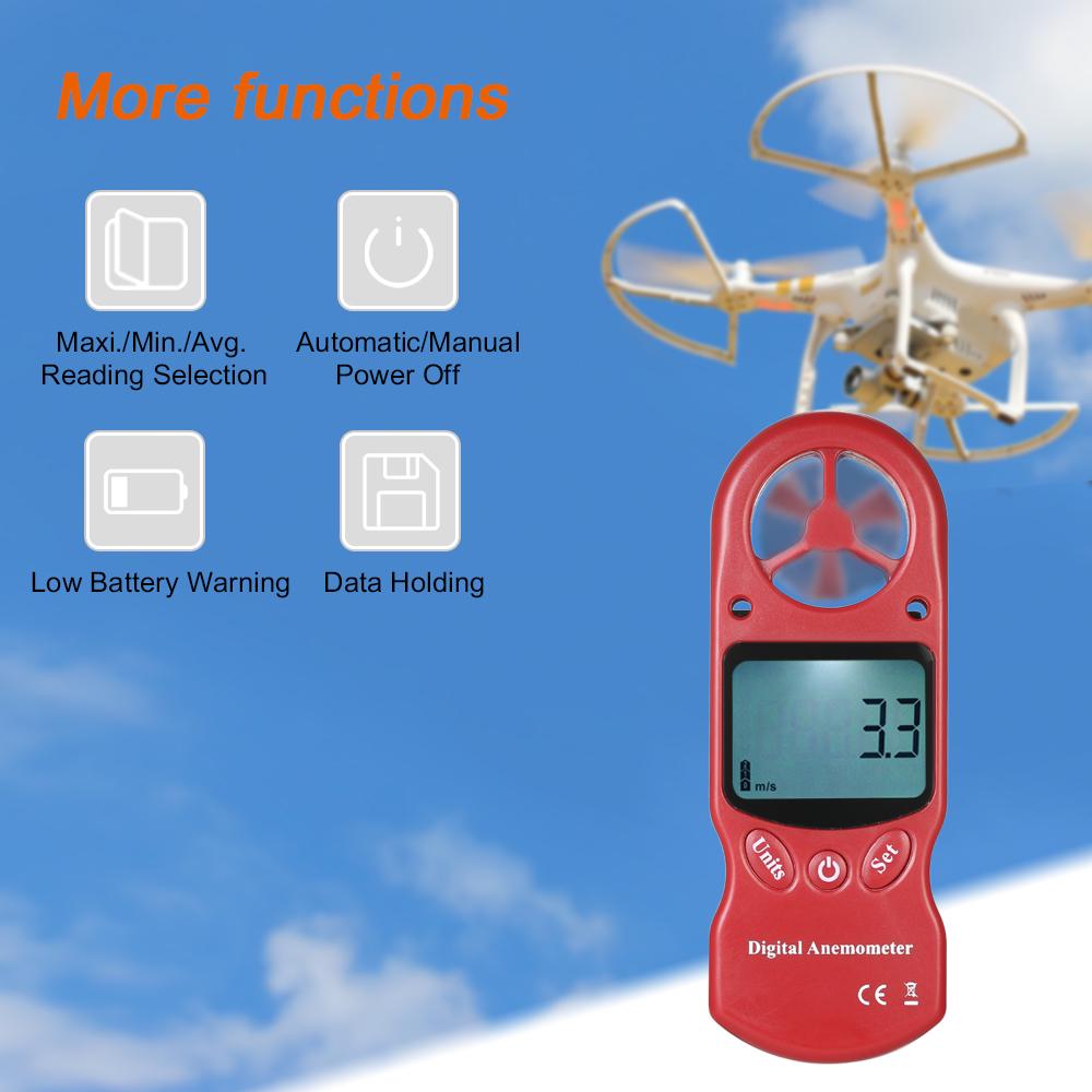 TOMTOP JMS 8 in 1 Handheld Digital Anemometer Wind Speed/Temperature/Humidity/Wind black