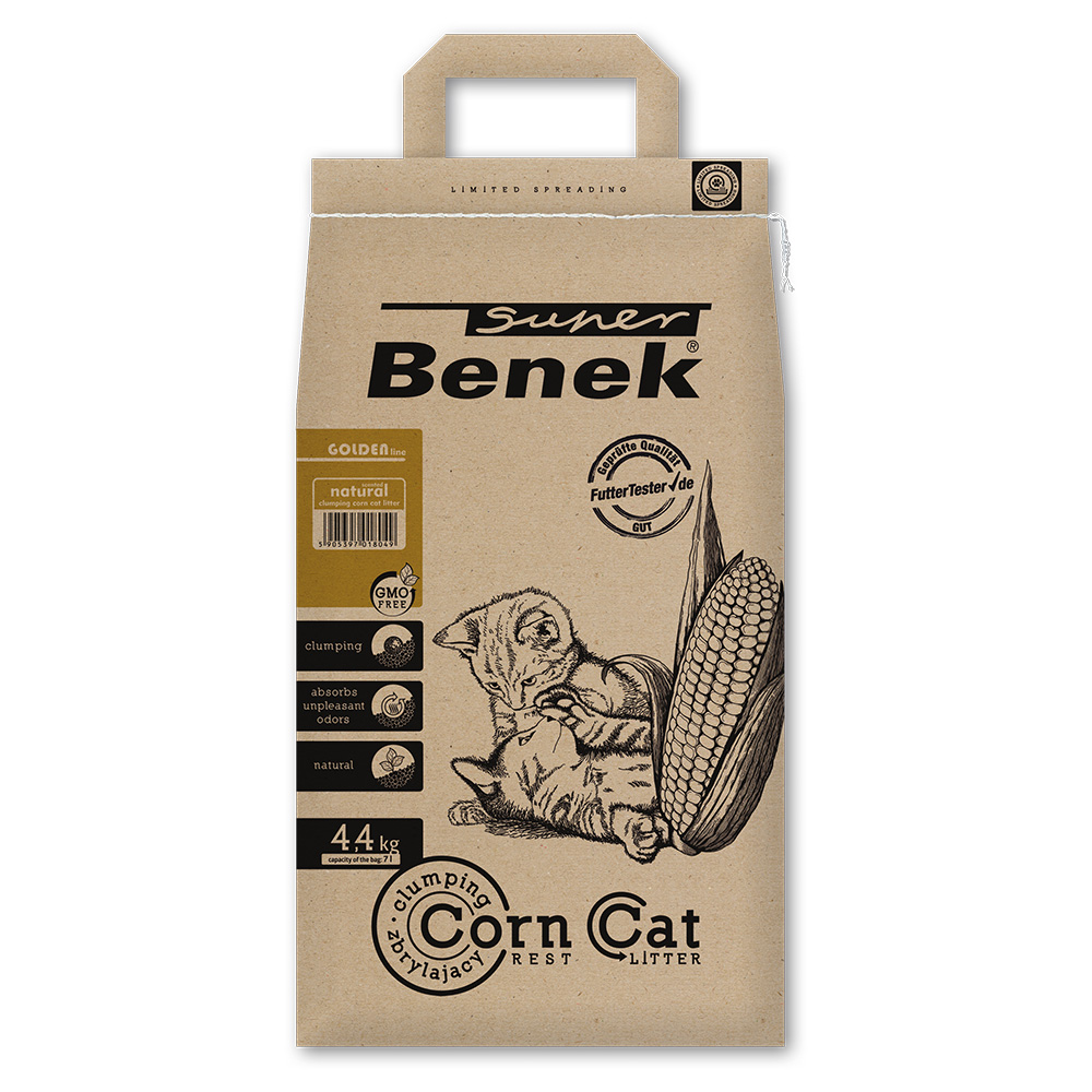 Benek Super Corn Golden Cat Litter - 7l (approx. 4.4kg)