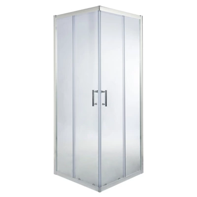Cooke & Lewis Onega Framed Clear Silver Effect Square Shower Enclosure - Corner Entry Double Sliding Door (W)80Cm (D)80Cm