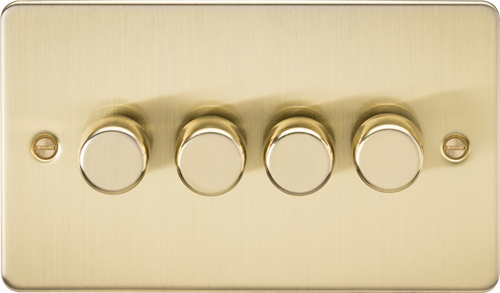 Knightsbridge 4G 2-way 10-200W (5-150W LED) Intelligent Flat Plate Dimmer - Brushed Brass