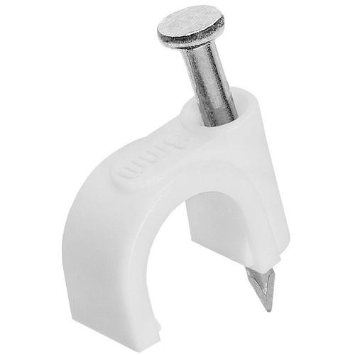 Zexum White Round Cable Clips (100 Pack) - 9mm