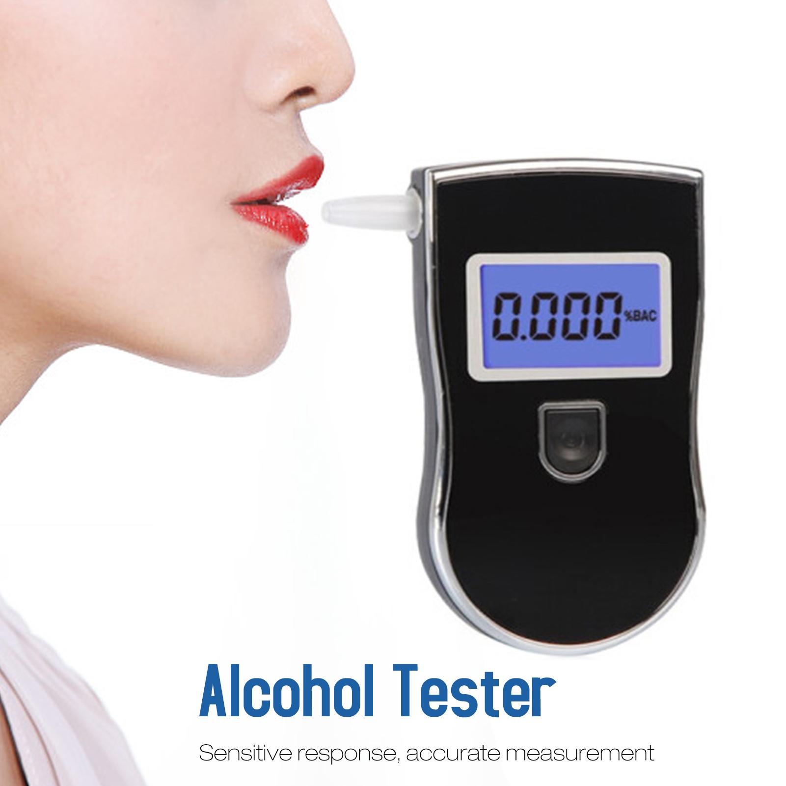 TOMTOP JMS Alcohol Tester, Handheld Breathalyzer with Blue Backlight LCD Screen Portable Breathalyzer with 20 black
