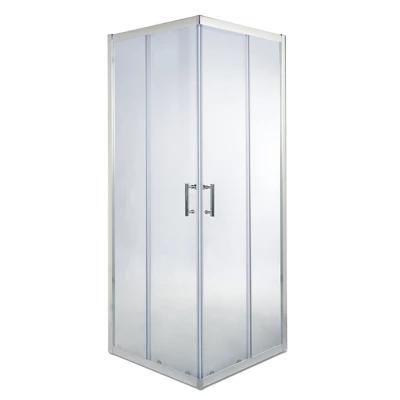 Cooke & Lewis Onega Framed Transparent Silver Effect Square Shower Enclosure - Corner Entry Double Sliding Door (W)90Cm (D)90Cm