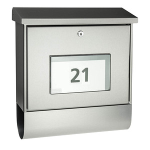 Burg Wächter Malaga Galvanised Steel Wall Mounted Lockable Weatherproof Post Box & Intergrated Newspaper Holder gray