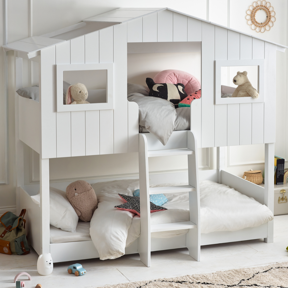Happy Beds Willow - Single - Treehouse Bunk Bed - White - Wood - 3ft