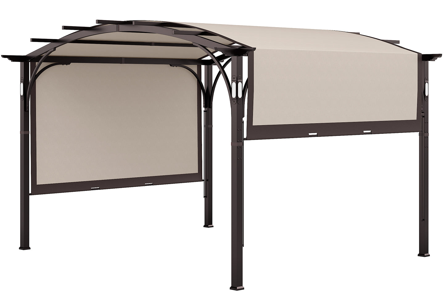 RattanTree 10' x 8' Metal Pergola Retractable Patio Gazebo Canopy Waterproof Sunshade with Bluetooth Speaker LED Light for Outdoor BBQ