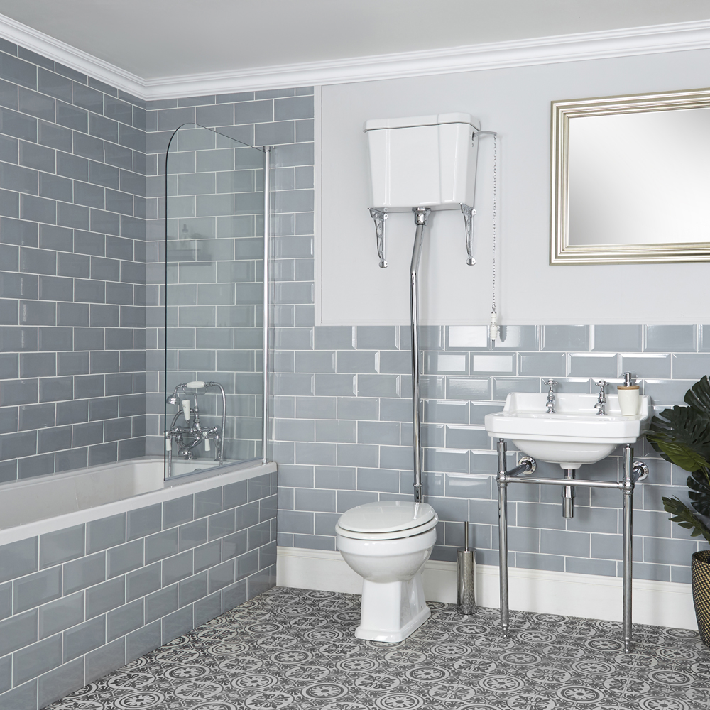 HudsonReed Milano Richmond - Traditional Bathroom Suite with Bath, High Level Toilet and Washstand Basin