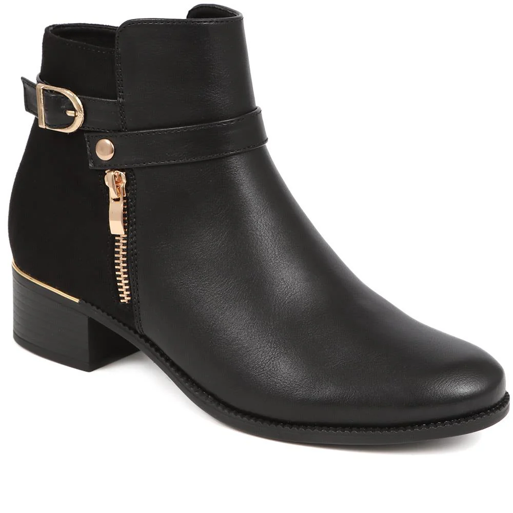 Pavers Block Heeled Ankle Boots