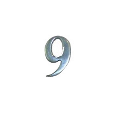 The House Nameplate Company Brushed Silver Effect Aluminium Self-Adhesive House Number 9, (H)40mm (W)25mm