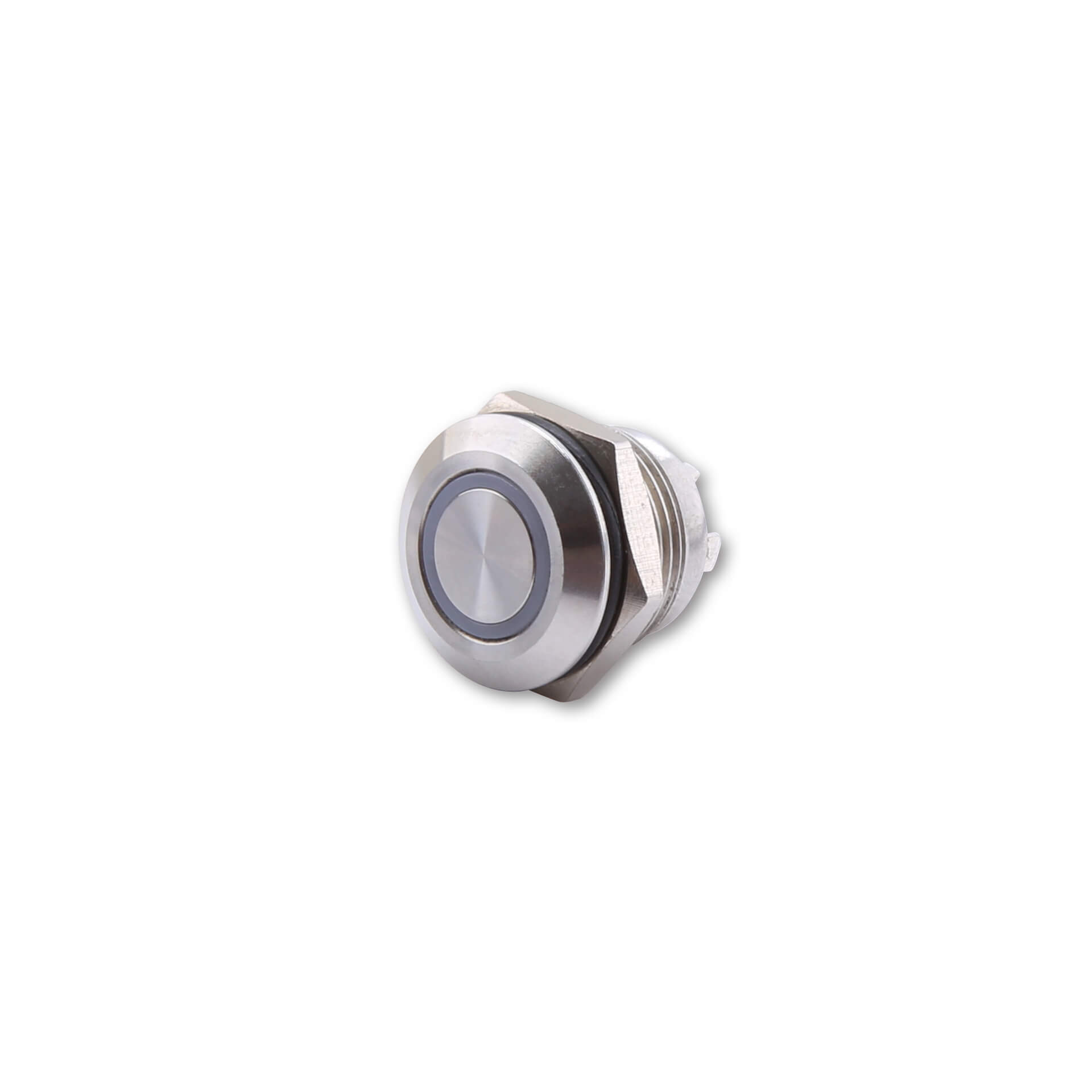 HIGHSIDER Pushbutton stainless steel with LED illuminated ring in different colours (M12), piece, blue-silver, blue-silver