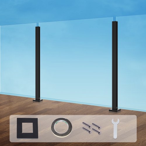 VEVOR Glass Clamp, 41.34" Height Glass Railing Bracket for 0.39 "-0.47 " Thickness Tempered Glass, 304 Stainless Steel Glass Mounting Clamp, Glass She