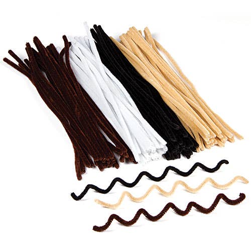 Baker Ross Pipe Cleaners - 100 Chenille Pipe cleaners in 4 assorted colours. Size 30cm x 6mm.
