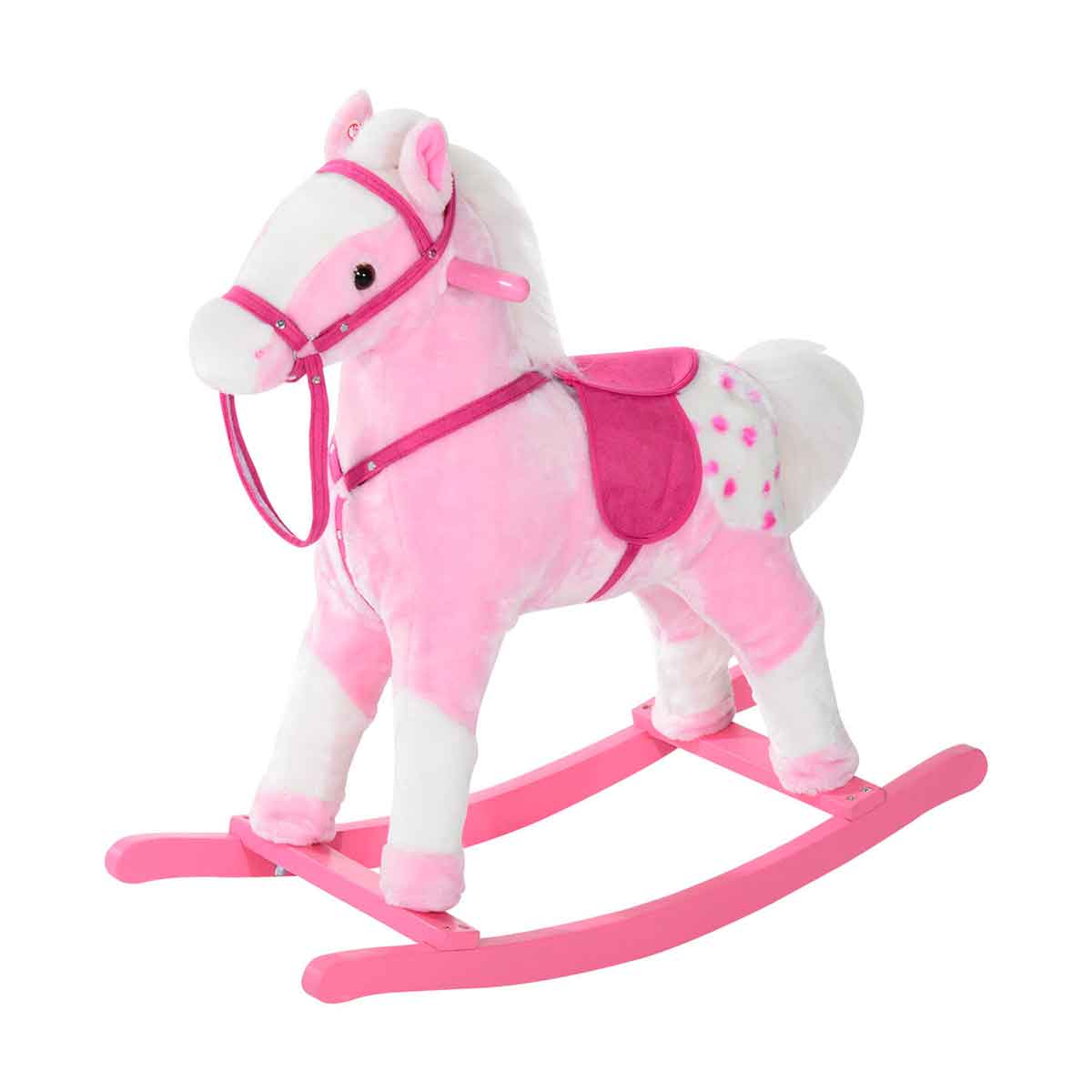 Homcom Kids Toy Rocking Horse Wood Plush Pony Wooden Riding Traditional Gift W/s