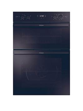 Haier Hwo9M2M5B 90Cm Bi Double, Multi Main, Static Top, Cata&Amp; Steam, Soft Close - Black Glass &Amp; Ss Trim Black Glass - Oven With Installation