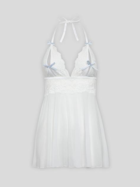 Lovehoney Lingerie Lovehoney Peek-a-Boo White Lace Babydoll Set