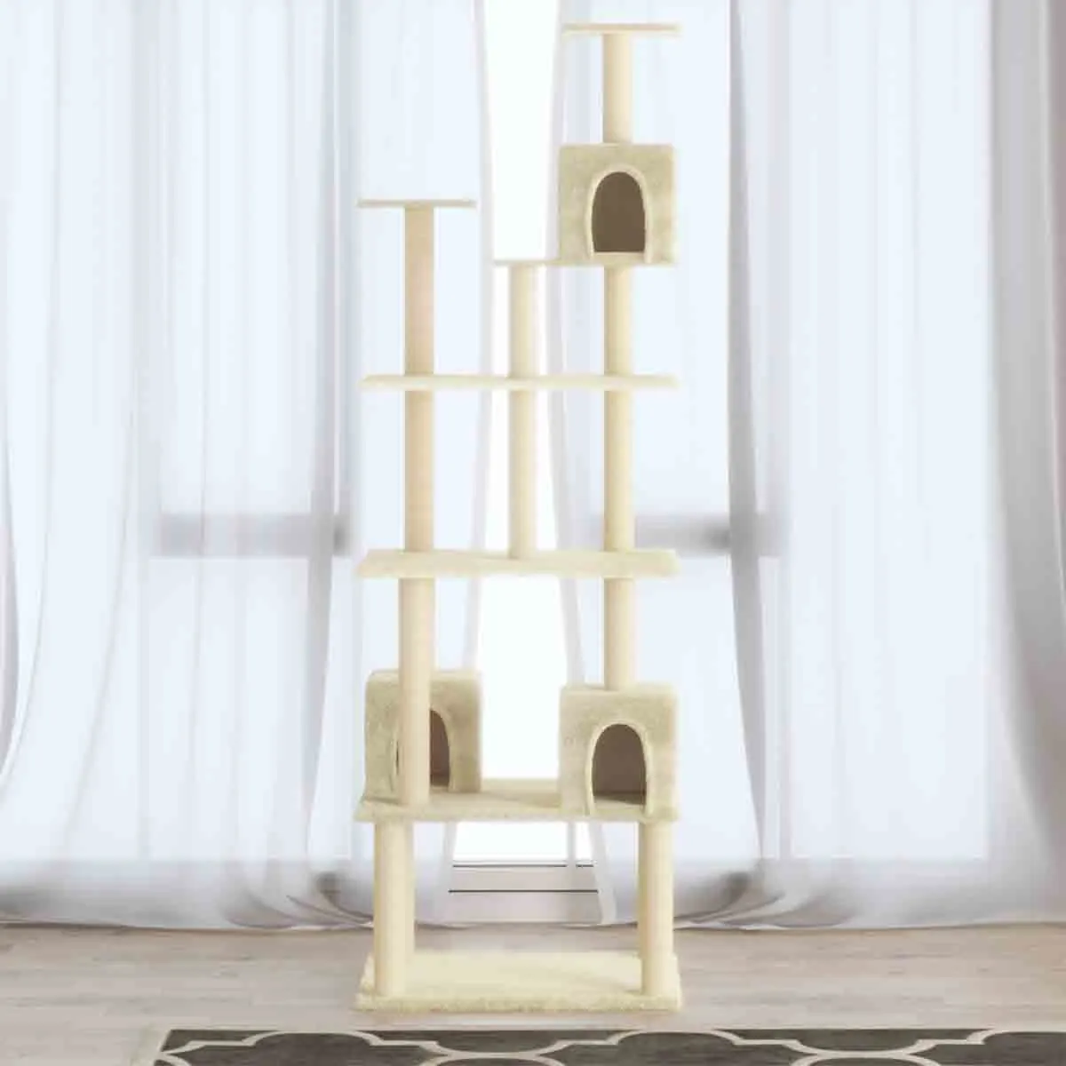VidaXL Cat Tree with Sisal Scratching Posts Cream 188 cm