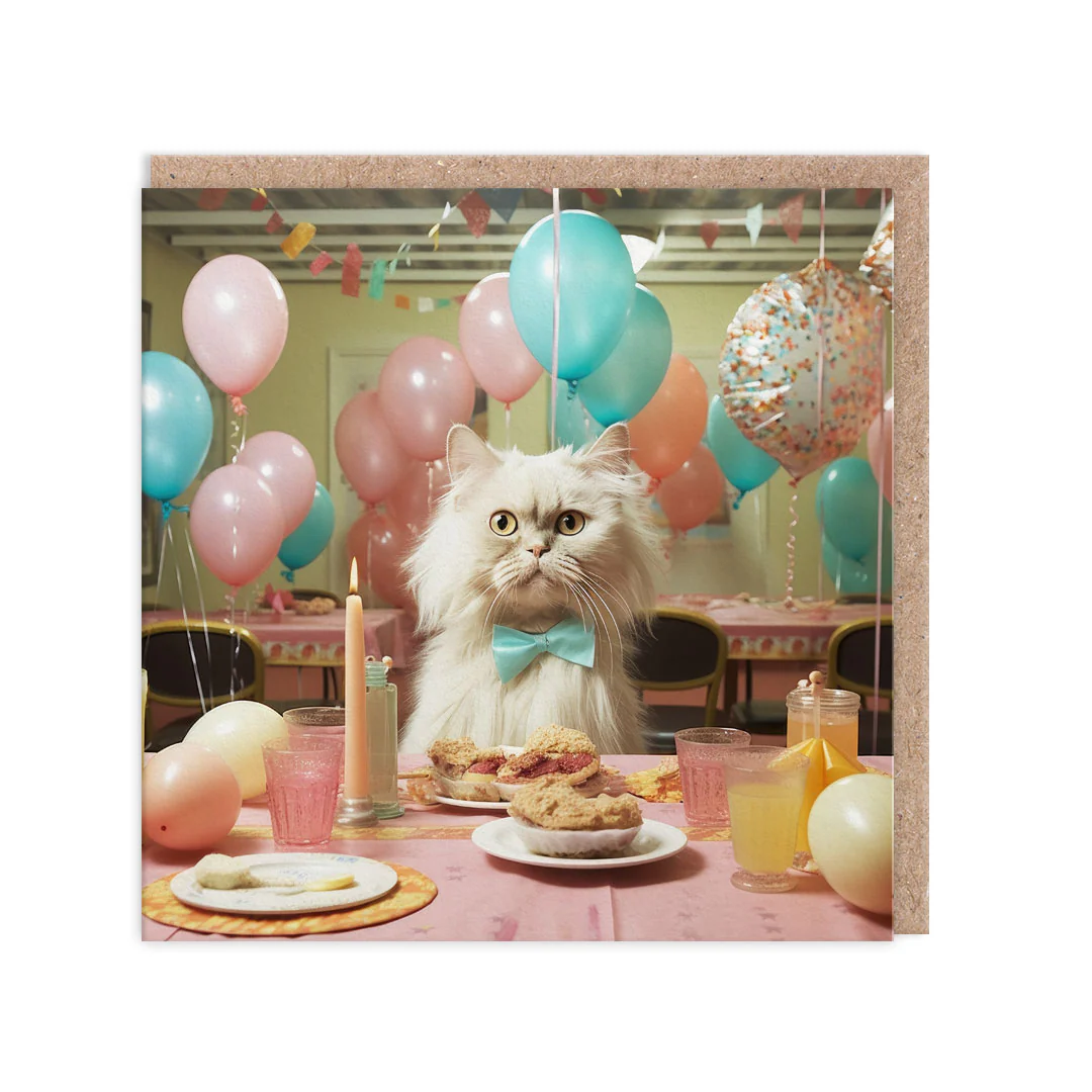 Birthday Party Cat Greeting Card