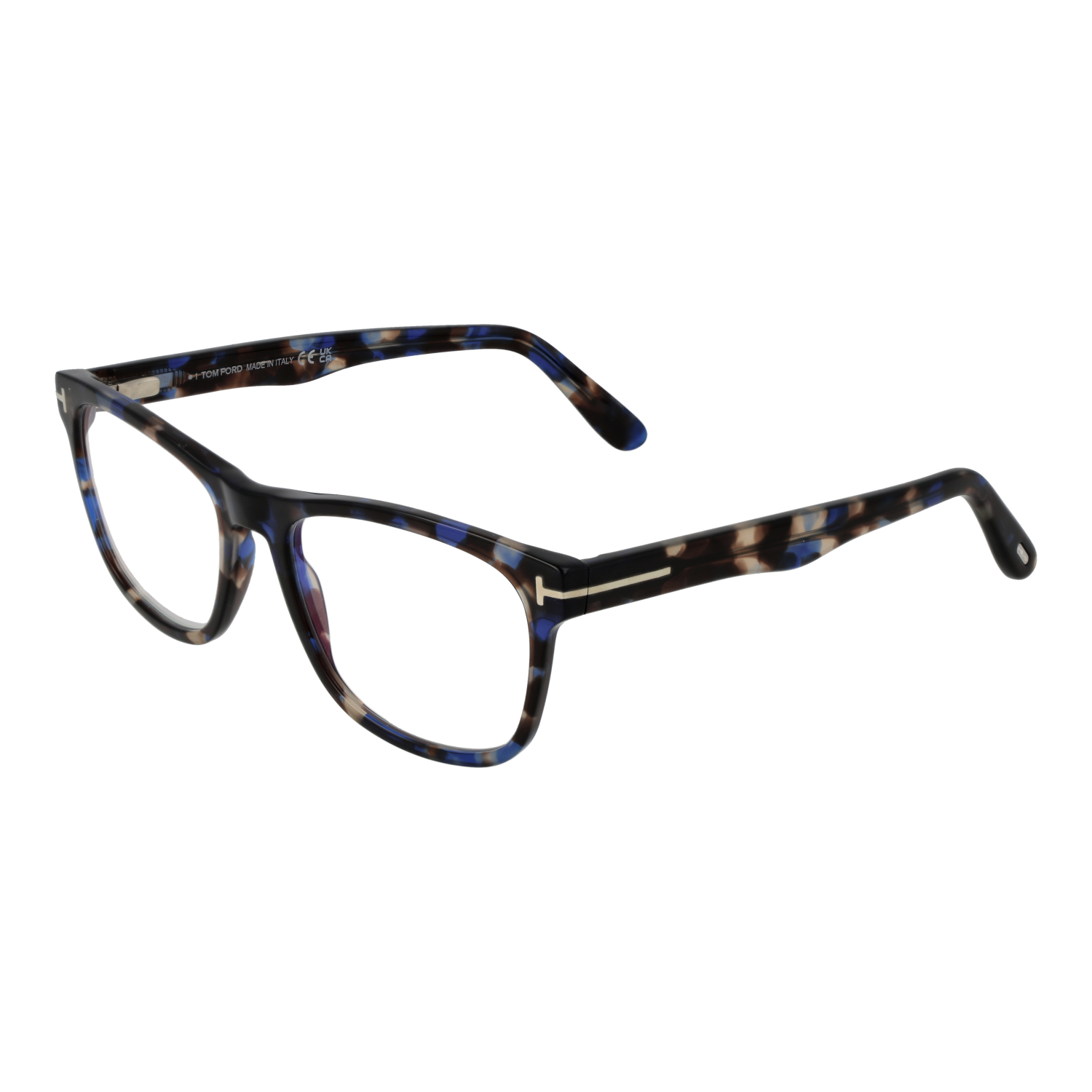 Tom Ford TF5662-B 055 Coloured Havana Rectangle Glasses in Blue