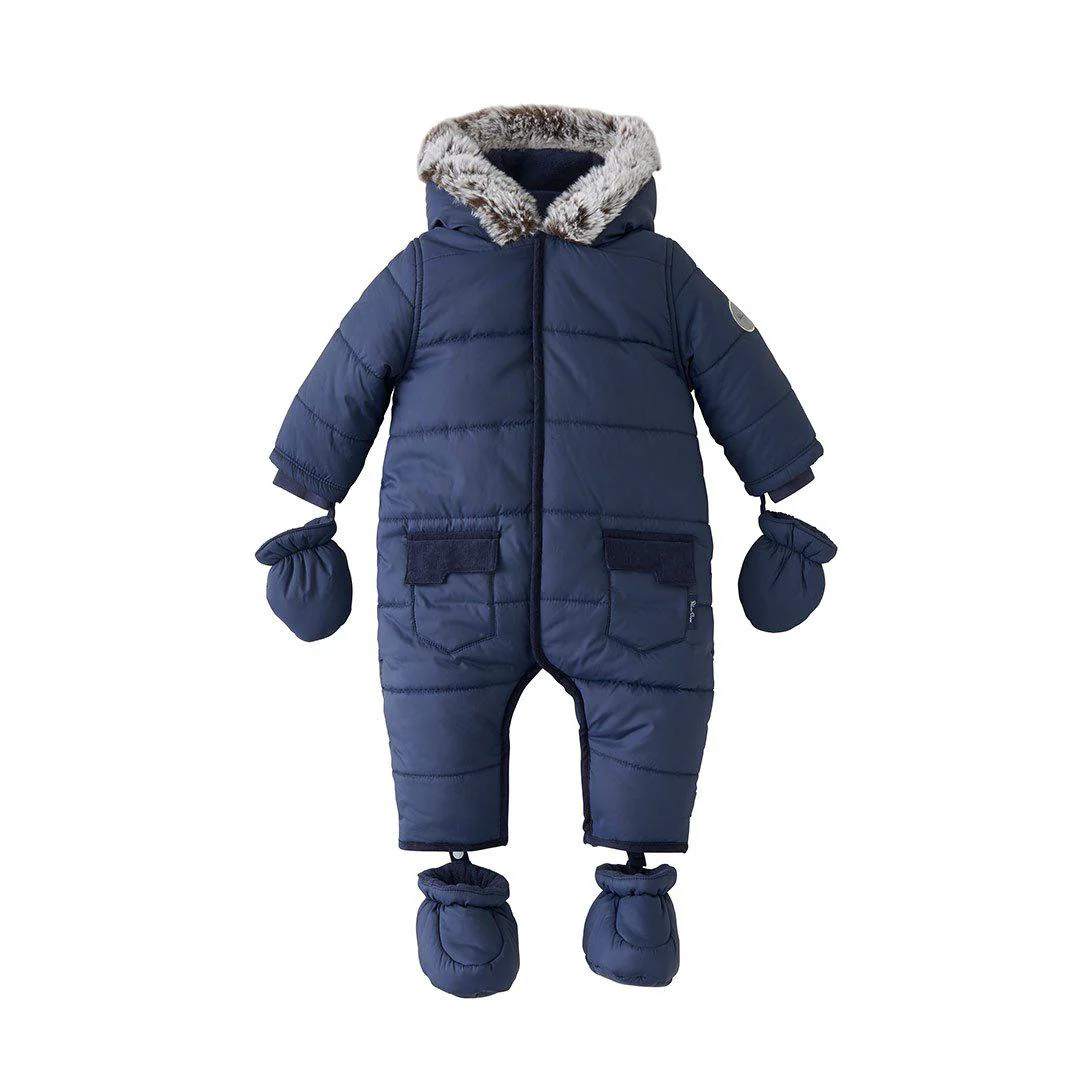 Silver Cross Boys Classic Quilt Pramsuit- Navy 6-9 Months