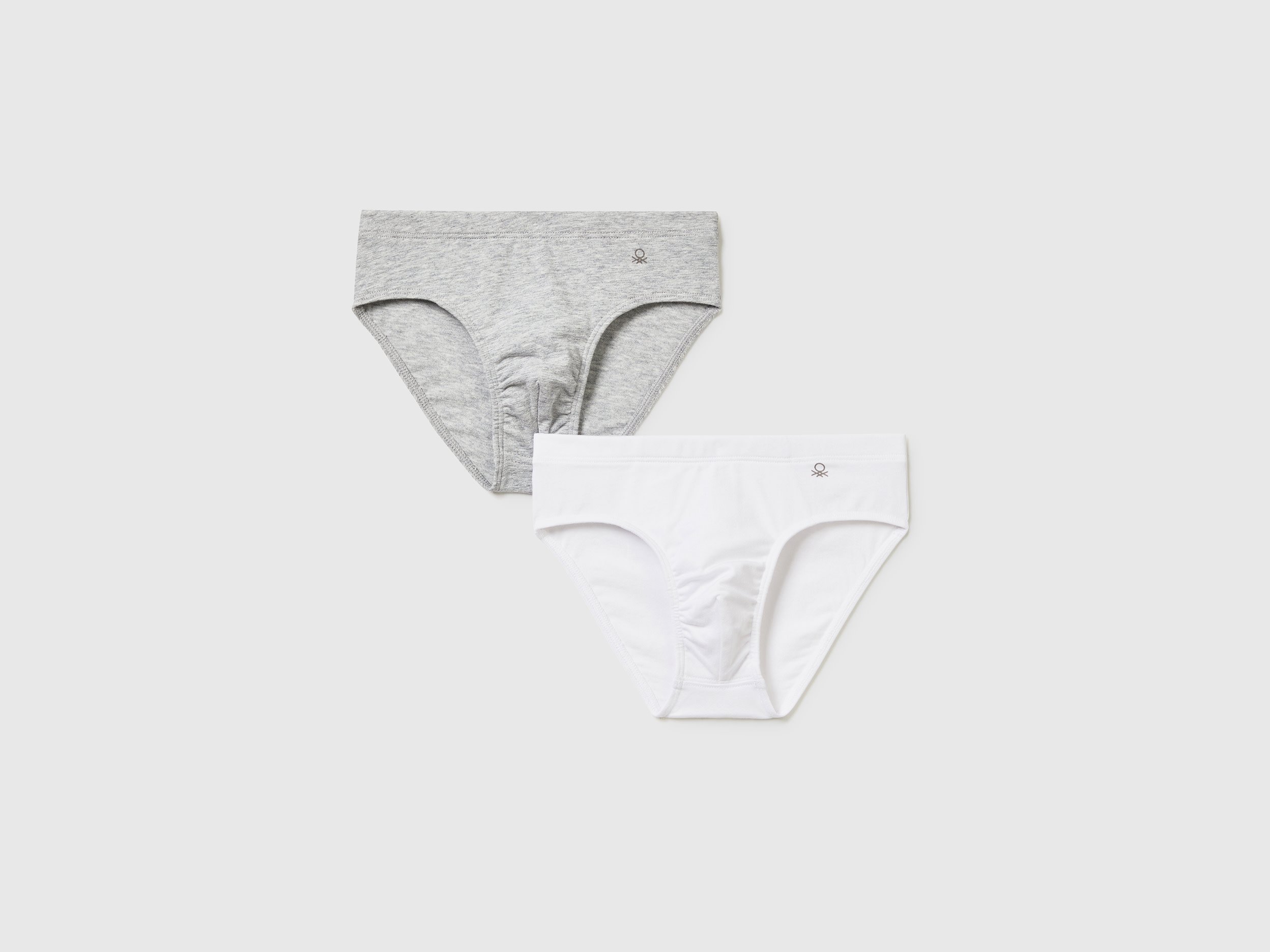 United Colors Of Benetton Benetton, Two Pairs Of Underwear In Stretch Cotton, taglia 90, Gray, Kids