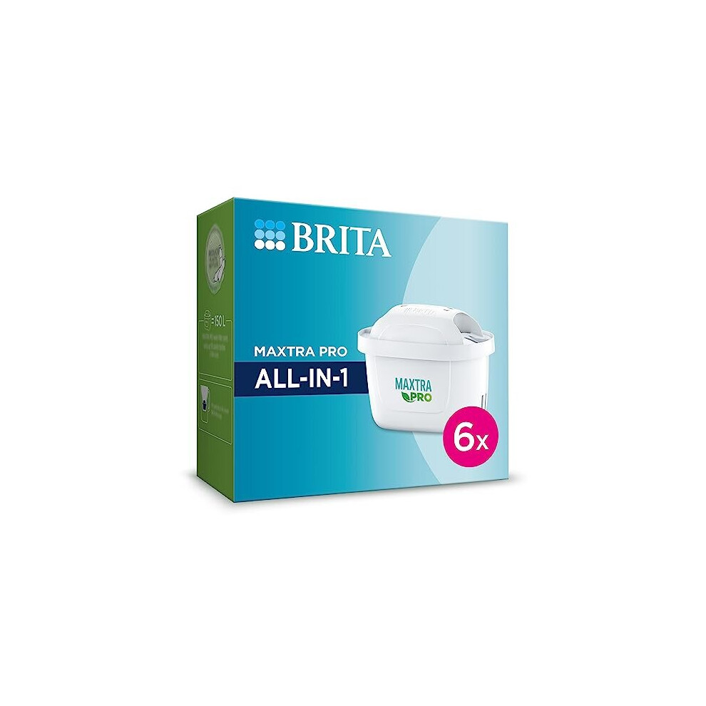Brita MAXTRA PRO All-in-1 Water Filter Cartridge 6 Pack - Original refill reducing impurities, chlorine, pesticides and limescale