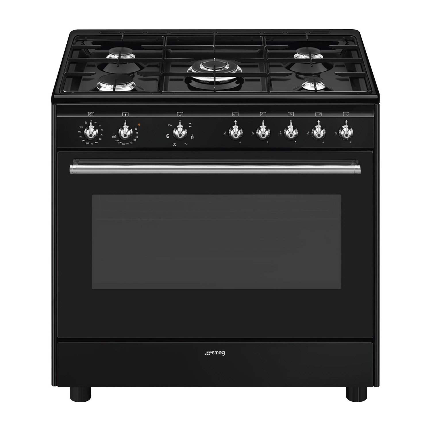 Smeg Concert CX91GMBL 90 cm Dual Fuel Range Cooker - Black, Silver/Grey