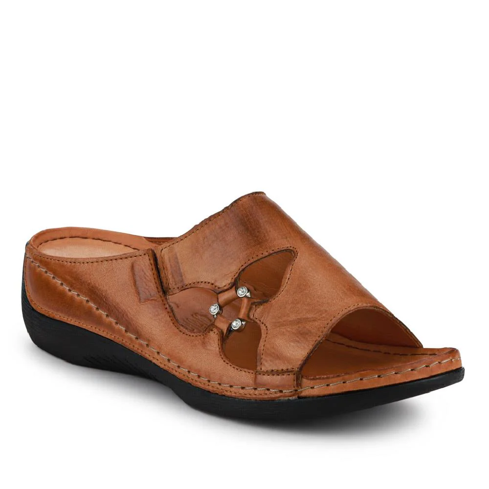 Pavers Leather Wedge-Heeled Mules