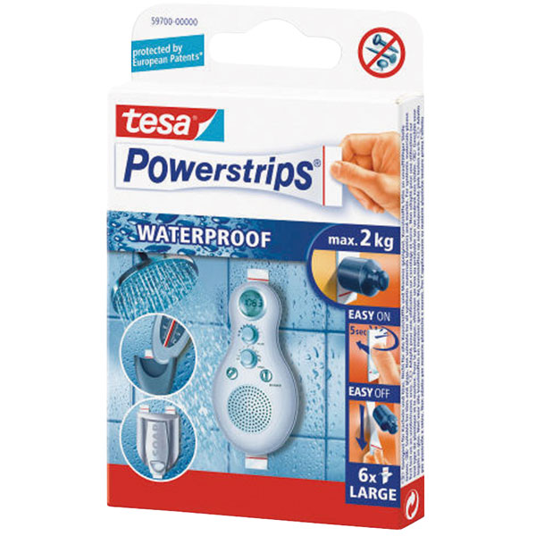 Tesa Adhesive Strips White Pack of 6