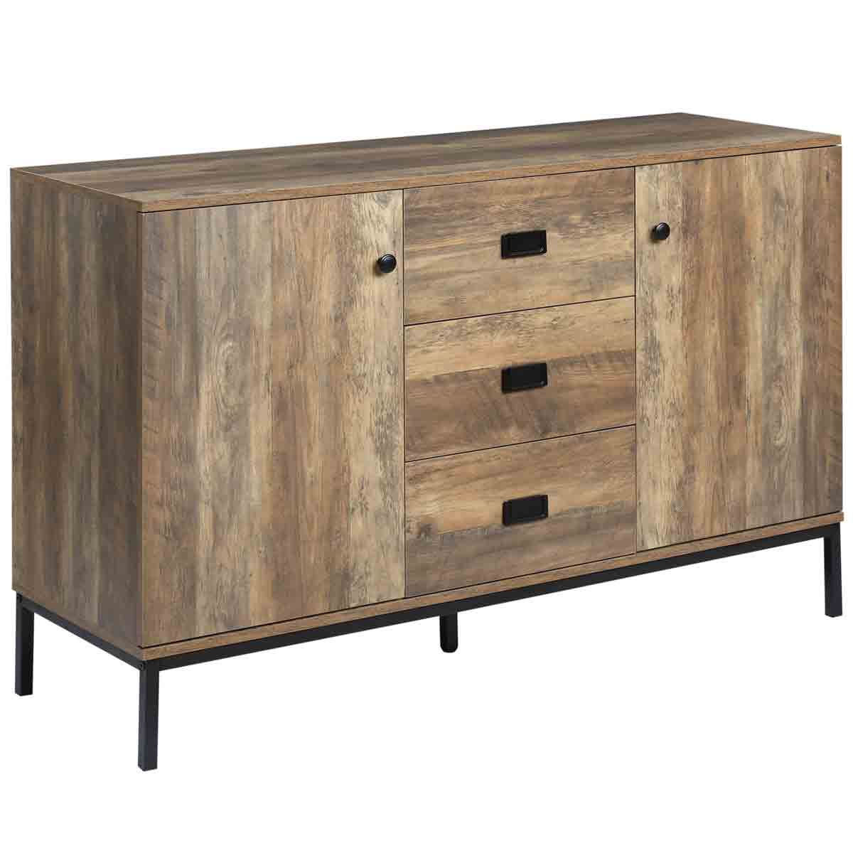  Industrial Sideboard Storage Cabinet Accent Cupboard Distressed - Brown