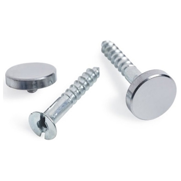 DIY Direct Mirror Screws, Zinc Plated 38mm & 20mm Diameter Bright Chrome Flat Caps (10 Pack)