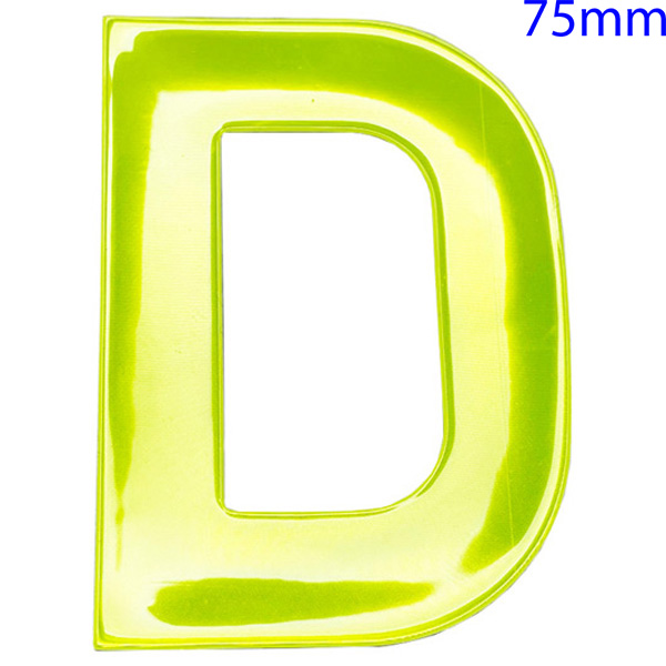 DIY Direct Yellow High Visibility Reflective Self Adhesive Vinyl Letter, 75mm Letter D