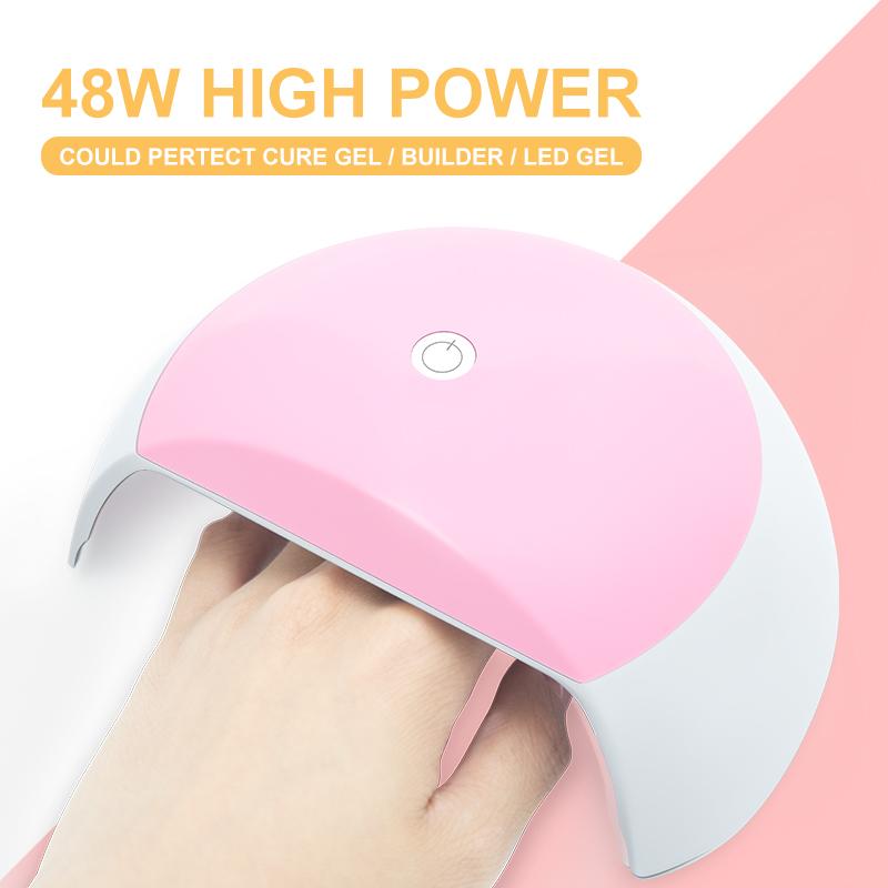 Limegirl 48w UV Nail Dryer Lamp With Automatic Sensor 15 UV LED Light For All Gels 60s 120s Professional Manicure Pedicure Nail Epuipment pink