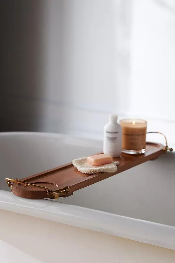 Anthropologie Claudia Acacia Wood Bath Tray