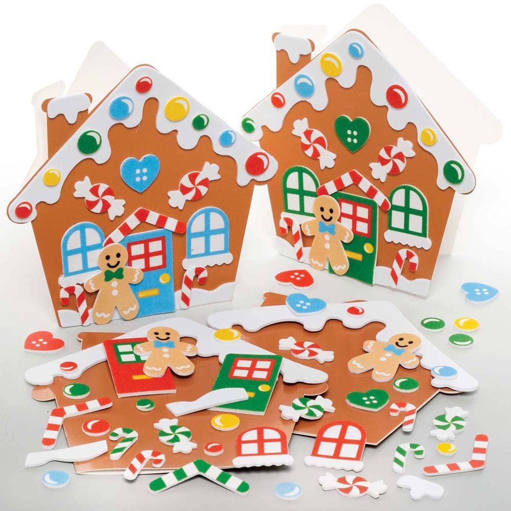 Baker Ross Gingerbread House Mix & Match Card Kits (Pack of 6)
